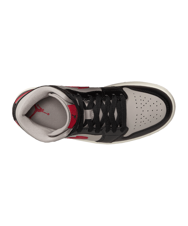 Jordan Air 1 Mid Damen Schwarz Rot Grau F060 - schwarz