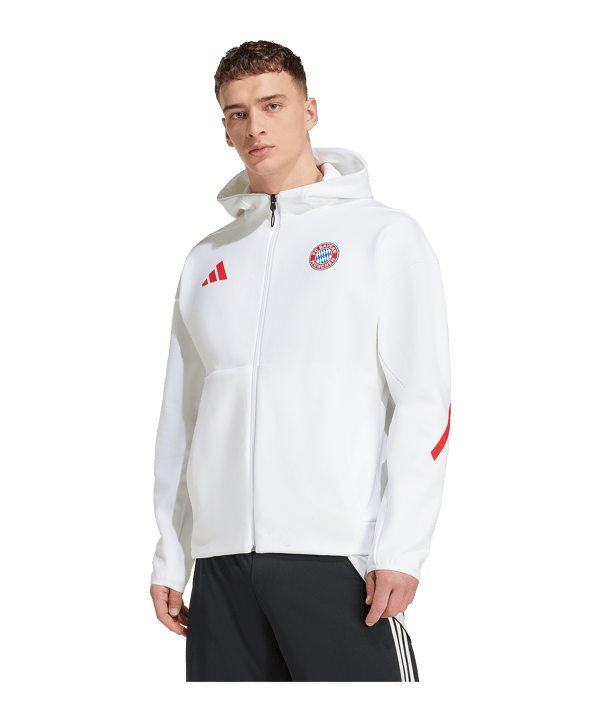adidas FC Bayern München Anthem Kapuzenjacke Weiß - weiss