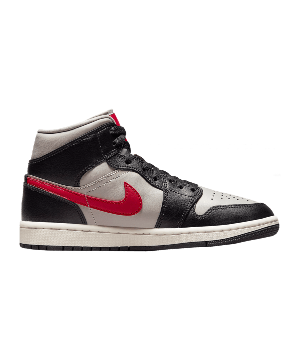 Jordan Air 1 Mid Damen Schwarz Rot Grau F060 - schwarz