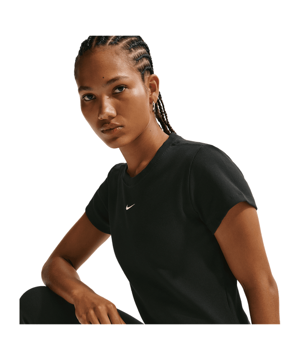 Nike NSW Rib T-Shirt Damen Schwarz F010 - schwarz