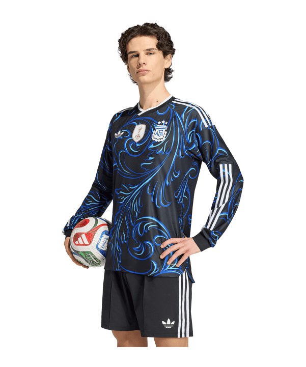 adidas AFA Argentinien Authentic Trikot Langarm Away WM 2026 Schwarz - schwarz