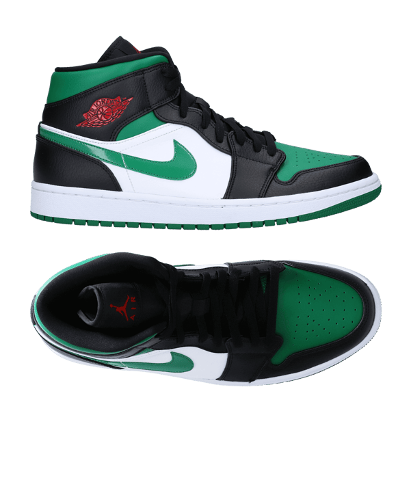 Jordan Air 1 Mid Sneaker Schwarz Grün F067 - schwarz