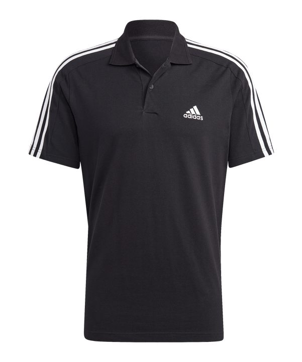 adidas Essentials Piqué Embroidered Small Logo 3-Stripes  Black - schwarz