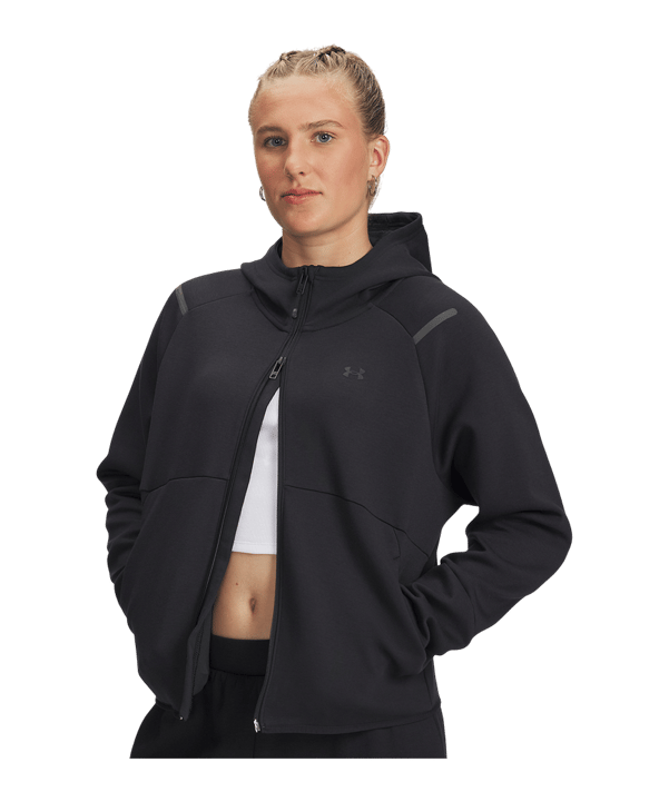 Under Armour Unstoppable Fleece Kapuzenjacke Damen Schwarz F001 - schwarz