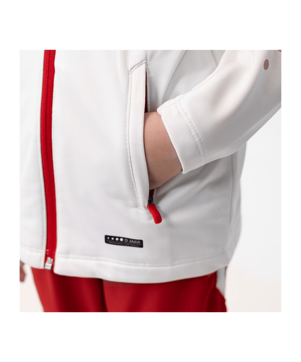 JAKO Power Polyesterjacke Kids Weiss Rot F004 - weiss