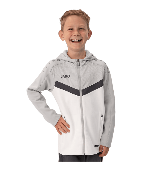 JAKO Icon Kapuzenjacke Kids Weiss Grau F016 - weiss