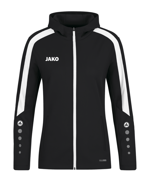 JAKO Power Kapuzenjacke Damen Schwarz Weiss F800 - schwarz