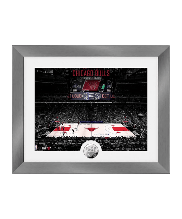 The Highland Mint NBA Chicago Bulls Court Silver Coin Frame Collectible Rot - rot
