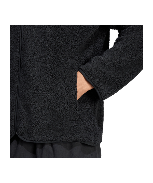 adidas Originals Trefoil Essentials Teddy Fleece Freizeitjacke Schwarz - schwarz