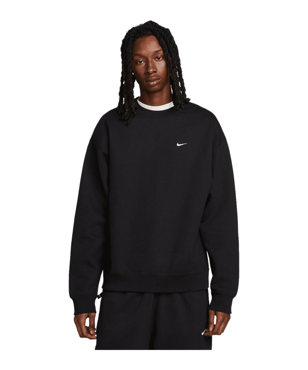 Nike Fleece Solo Swoosh Crew Sweatshirt Schwarz F010 - schwarz