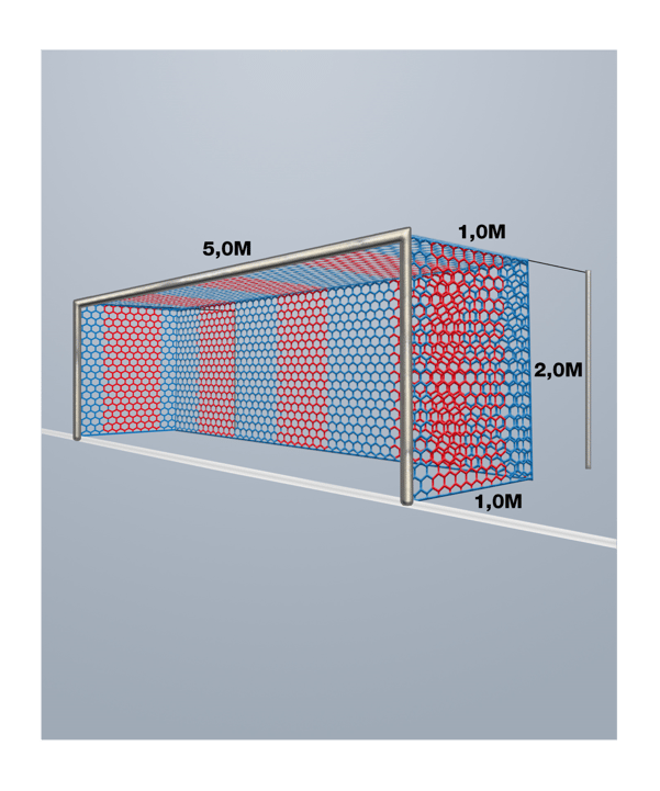 Cawila Tornetz HEXA 5,15x2,05m | Tiefe 1,0x1,0m | Maschenweite 12cm | Stärke 4mm | blau/rot - blau