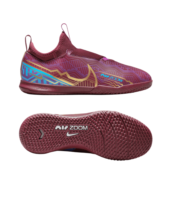 Nike Jr Zoom Vapor XV Academy IC Halle Kids Mbappe Mode 2.0 Rot Gold F694 - rot