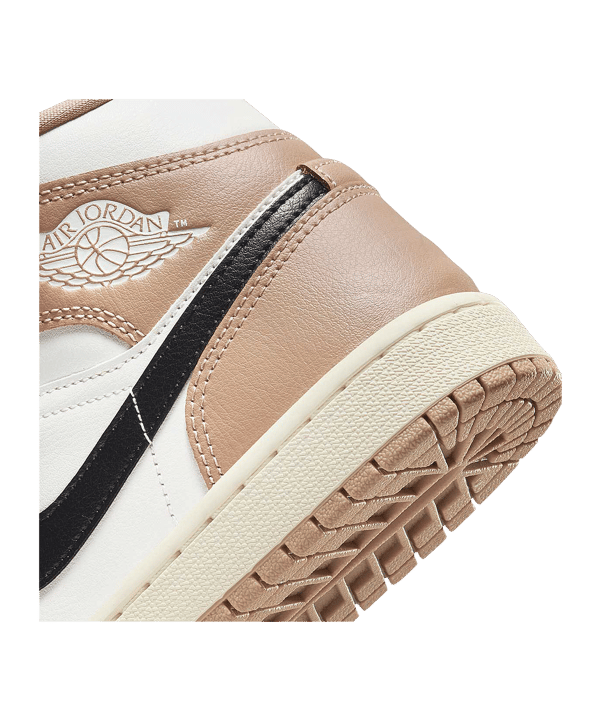 Jordan Air 1 Mid Damen Weiss Beige Schwarz F103 - weiss