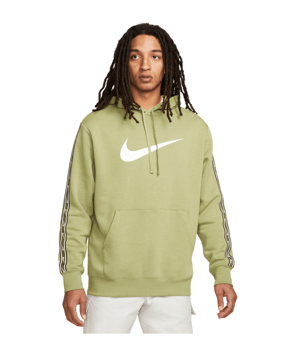 Nike Repeat Fleece Hoddy Grün Weiss F334 - gruen