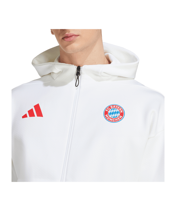 adidas FC Bayern München Anthem Kapuzenjacke Weiß - weiss