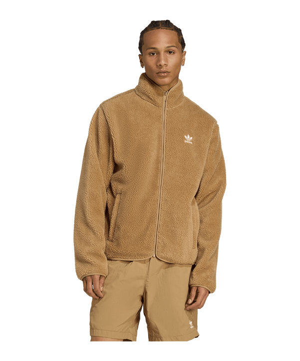 adidas Originals Trefoil Essentials Teddy Fleece Freizeitjacke Braun - braun