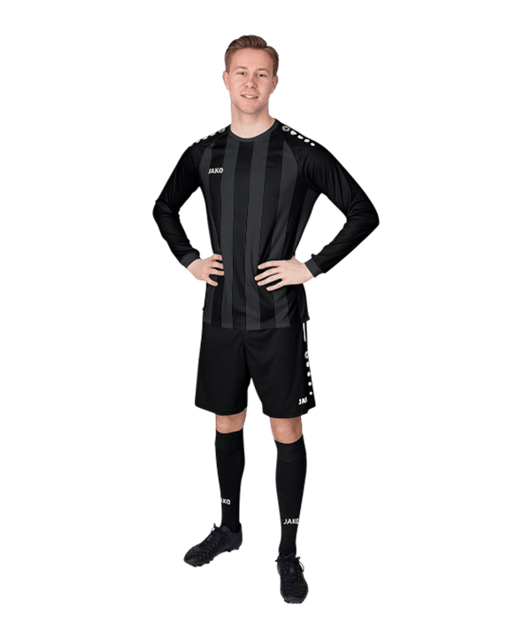 JAKO Inter Trikot langarm Schwarz Grau Kids F801 - schwarz
