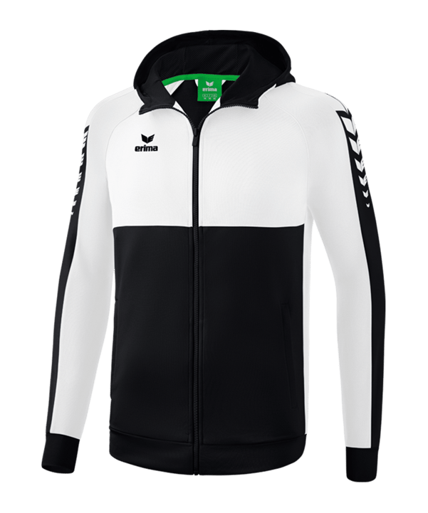 Erima SIX WINGS Kapuzenjacke Schwarz Weiss - schwarz