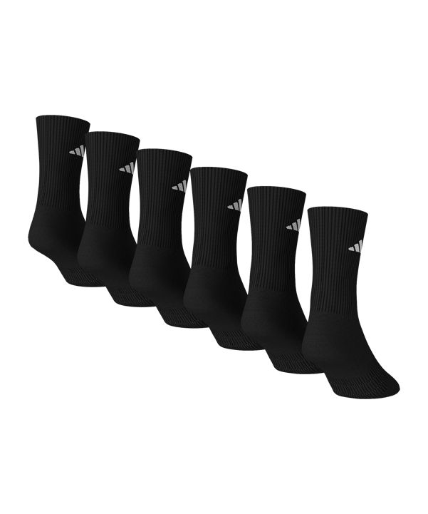 adidas Crew 6er Pack Socken Schwarz - schwarz