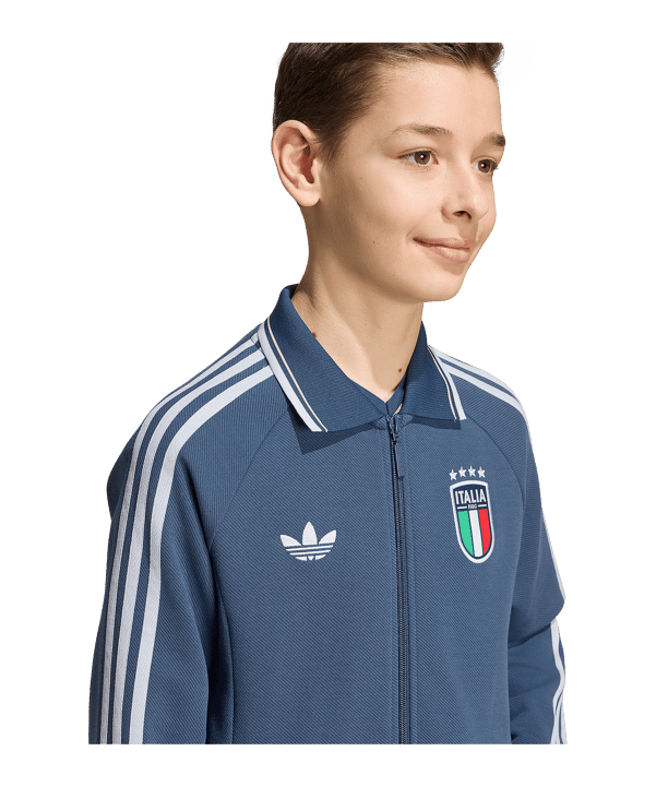 adidas Originals FIGC Italien Anthem Jacke Kids Blau - blau