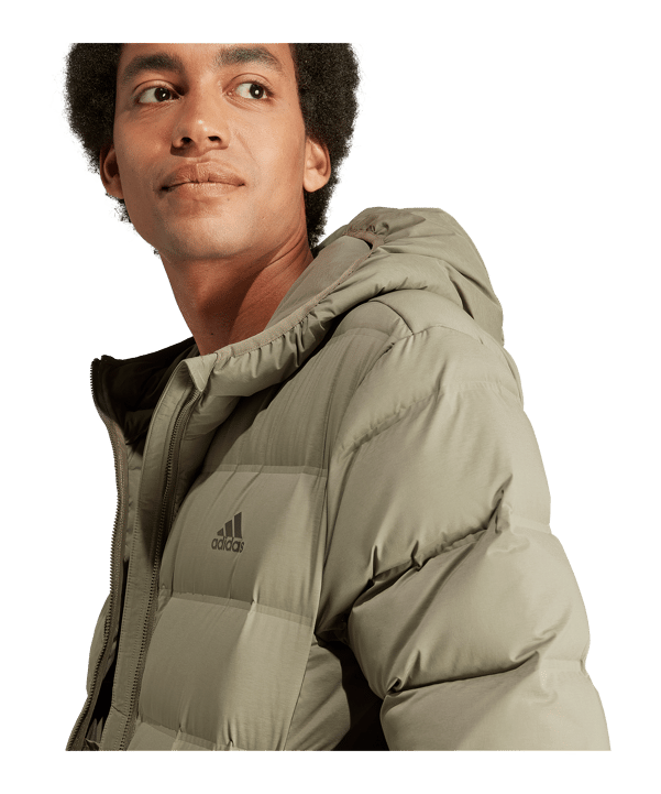 adidas Helionic Stretch Hooded Down Jacket Green - gruen