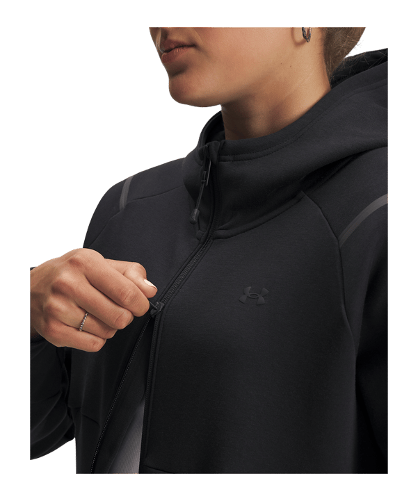 Under Armour Unstoppable Fleece Kapuzenjacke Damen Schwarz F001 - schwarz
