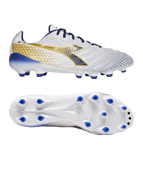 Diadora Brasil Elite Tech Italy FG Weiss Blau Gold FD0953 - weiss