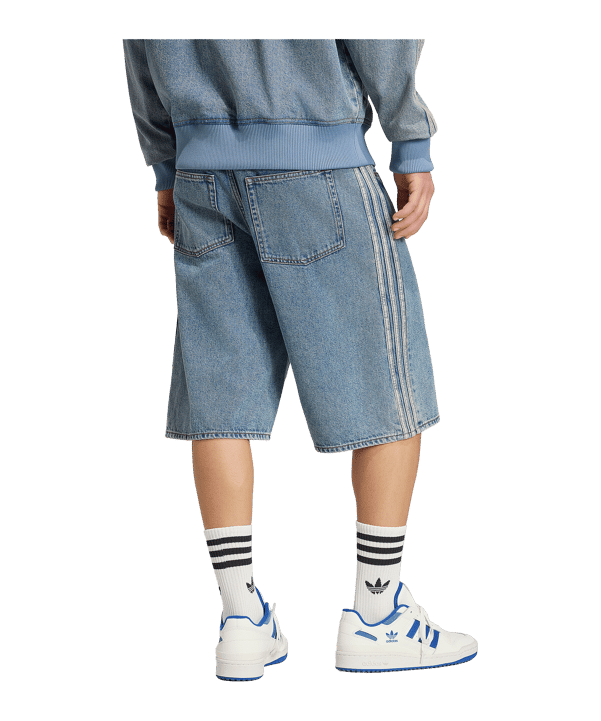 adidas Originals Firebird Adicolor Denim Mid-Rise Straight Leg Short Blau - blau