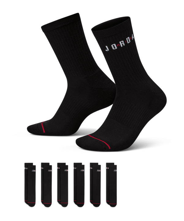 Jordan Everyday Crew 6er Pack Socken Schwarz F010 - schwarz