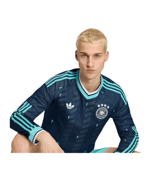 adidas DFB Deutschland Authentic Trikot Langarm Away WM 2026 Blau - blau