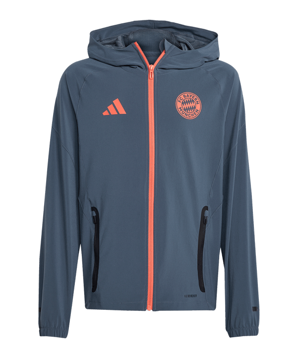 adidas FC Bayern München Tech Travel Jacke Kids Grau - grau