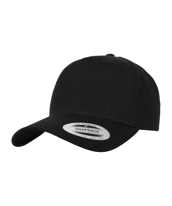 Merch 5 Panel Curved Snapback Cap Schwarz - schwarz