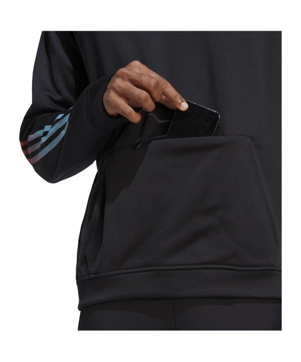 adidas 3-Stripes Hoody Schwarz Blau Rot - schwarz