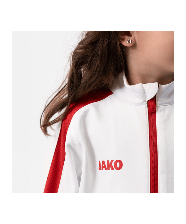 JAKO Power Polyesterjacke Kids Weiss Rot F004 - weiss