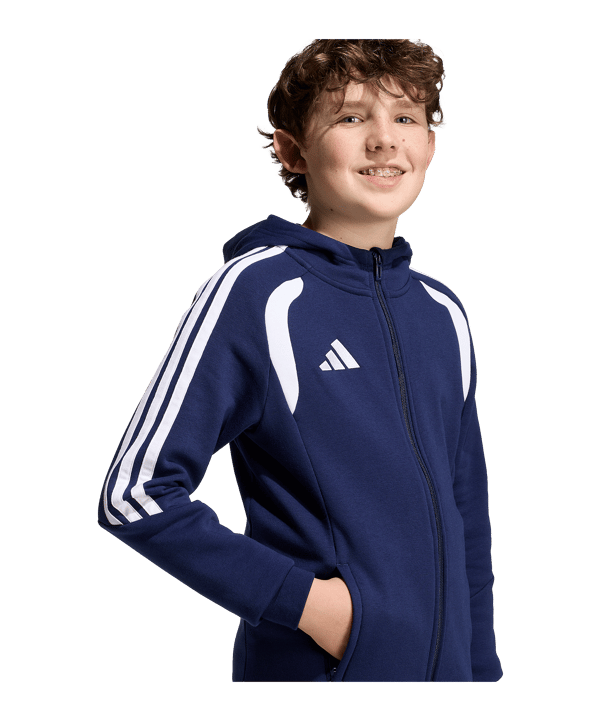 adidas Tiro 26 League Kapuzenjacke Kids Dunkelblau - weiss