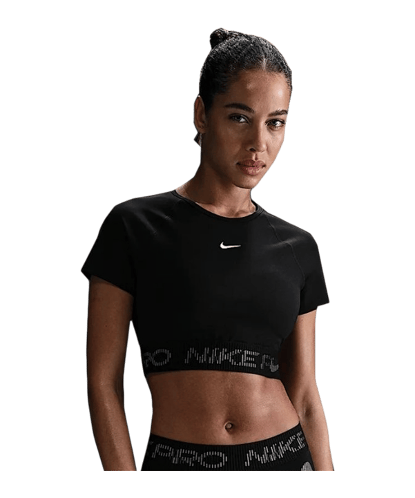 Nike Pro Cropped Graphic T-Shirt Damen Schwarz F010 - nero