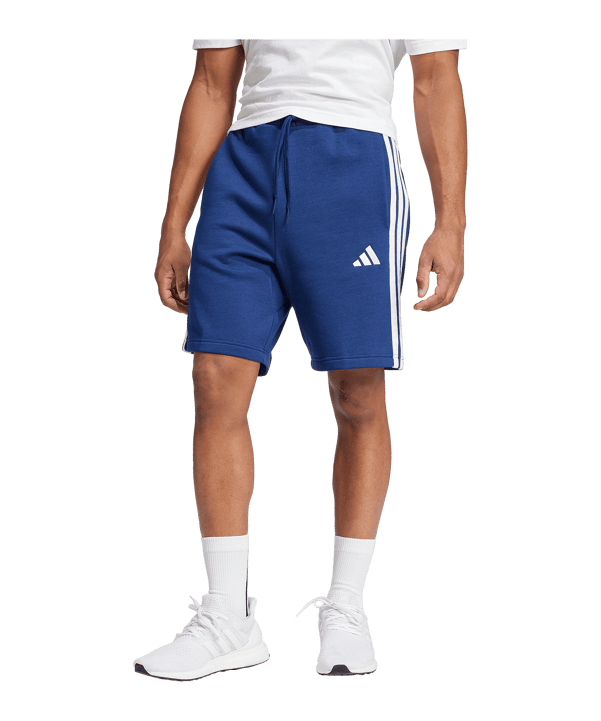 adidas Essentials Three Stripes Fleece Pantaloncini Blu - blu