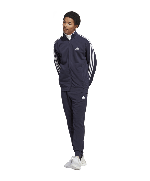 adidas Sportswear Basic 3-Stripes French Terry Track Suit Blue - blau
