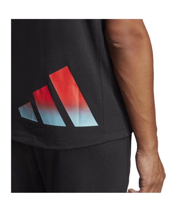 adidas 3Bar T-Shirt Schwarz Rot Blau - schwarz