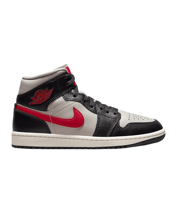Jordan Air 1 Mid Damen Schwarz Rot Grau F060 - schwarz