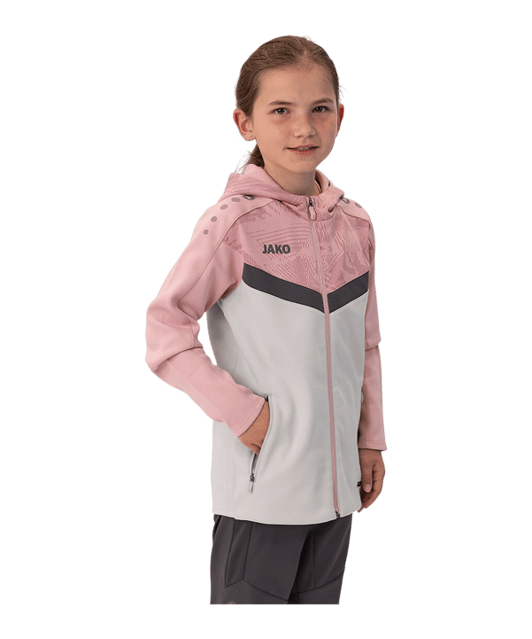 JAKO Icon Kapuzenjacke Kids Grau Pink F851 - grau