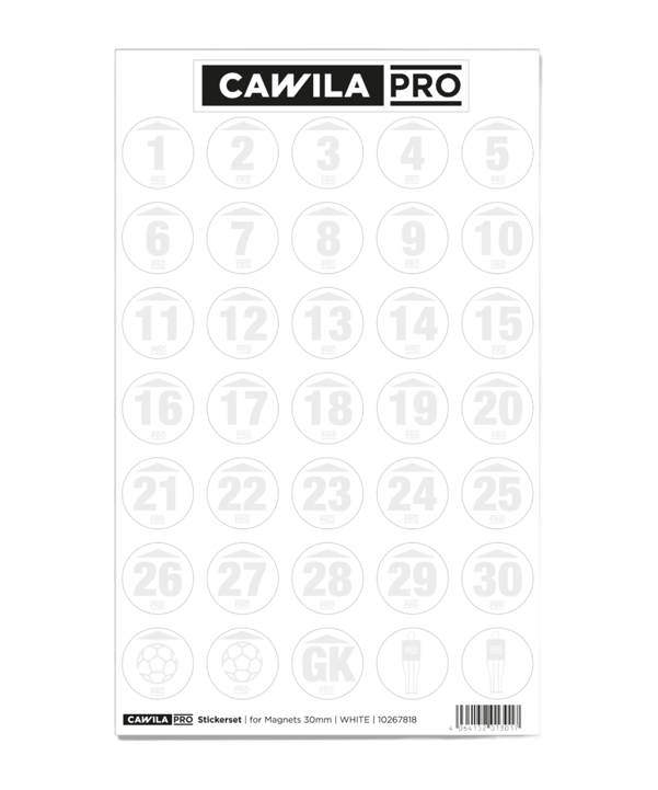 Cawila PRO Stickerset Rückennummer 30mm Weiss - weiss