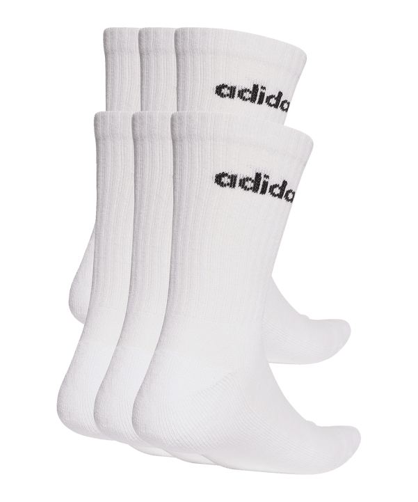 adidas Linear Crew Cushioned 6 Pair Socken Weiß - weiss