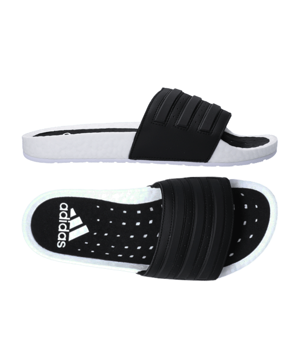 adidas Adilette Boost Badelatsche Weiss Schwarz - weiss