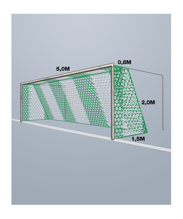 Cawila Tornetz HEXA 5,15x2,05m | Tiefe 0,8x1,5m | Maschenweite 12cm | Stärke 4mm | grün/weiß - gruen