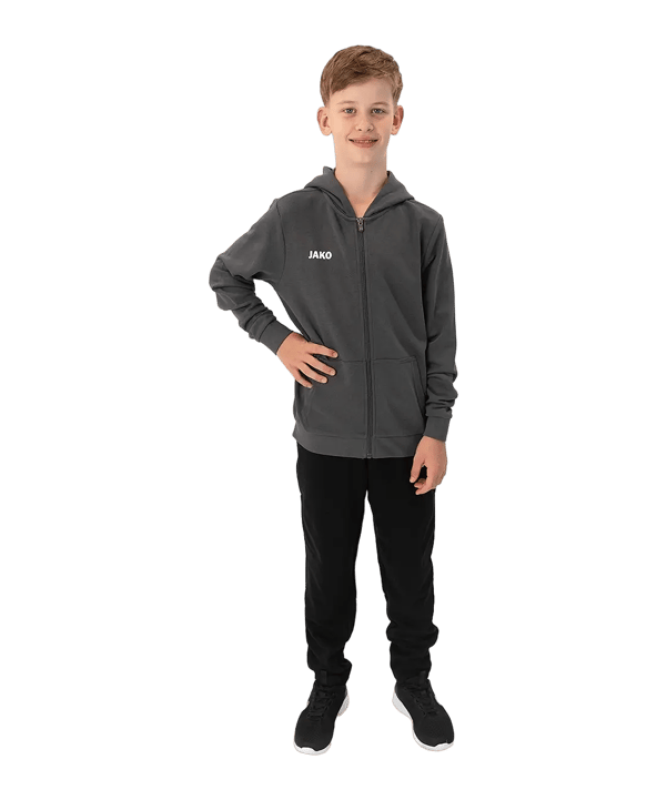 JAKO Base Veste à capuche Enfants Gris C021 - gris