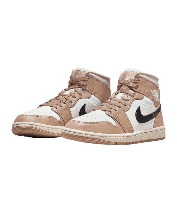 Jordan Air 1 Mid Damen Weiss Beige Schwarz F103 - weiss