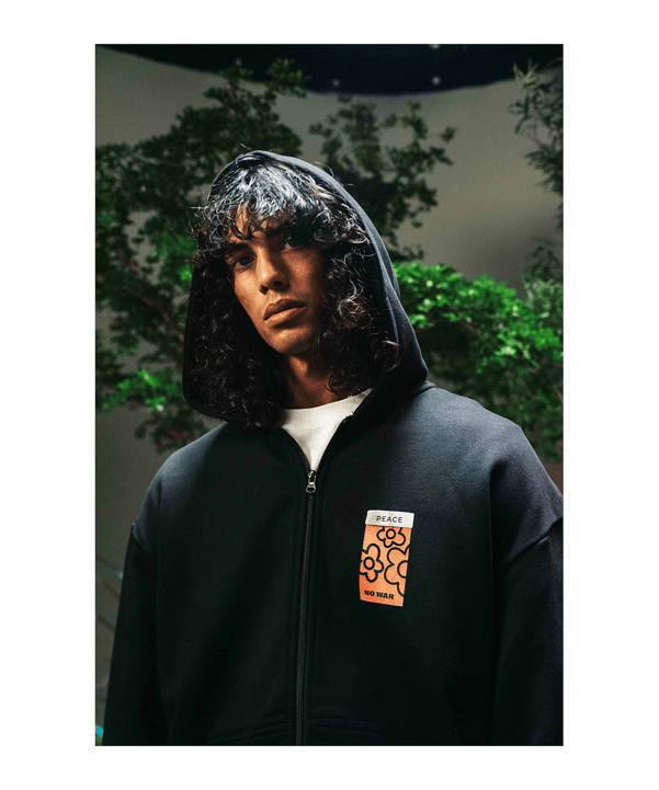 Mister Tee Peace Oversize Fullzip Hoody Schwarz - schwarz