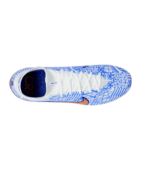 Nike Air Zoom Mercurial Superfly IX Elite CR7 SG-Pro AC Weiss Blau Gold F182 - weiss