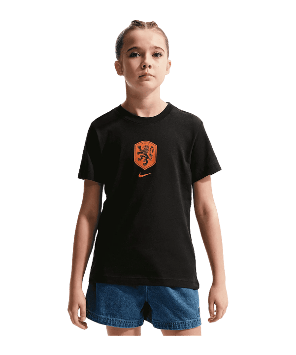 Nike KNVB Niederlande Crest T-Shirt Kids Schwarz F010 - schwarz